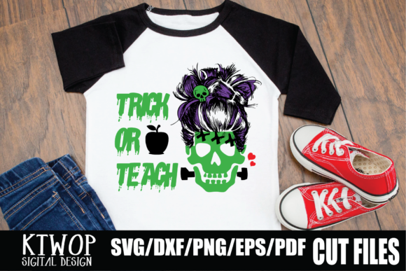 Franken Teacher Skull Messy Bun: Graphics for Crafts