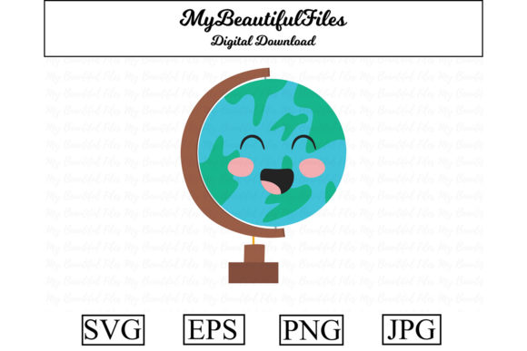 School Globe Kawaii Clipart: Graphics & Illustrations