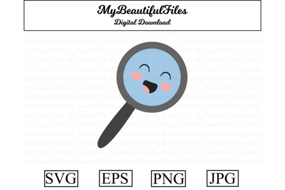 School Magnifying Glass Kawaii Clipart: Graphics & Illustrations