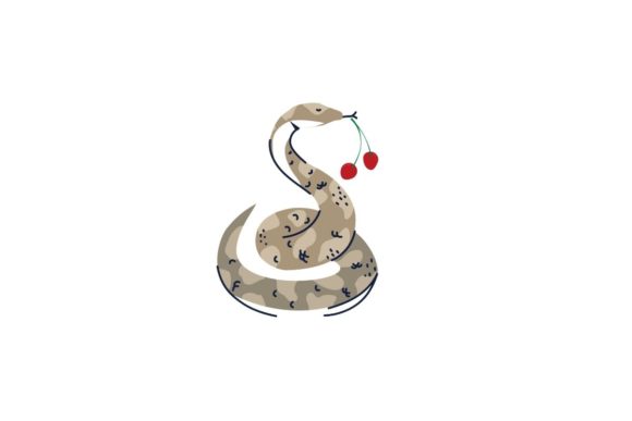 Snake with Cherry Craft Design for Graphics
